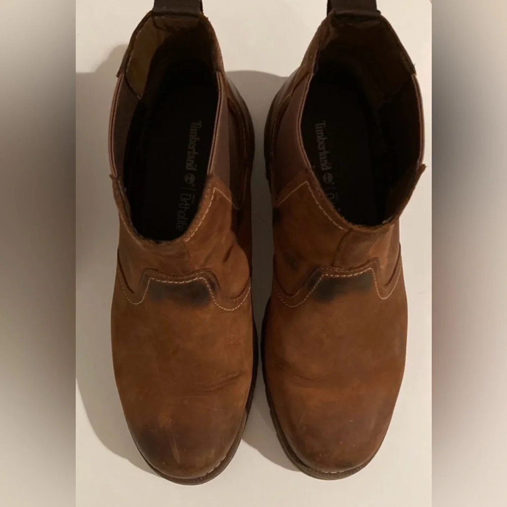 TIMBERLAND Men’s Ortholite Chelsea style leather pull on boots, brown, 10 - Picture 2 of 5